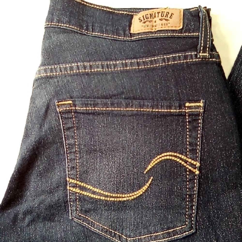 Blue Straight Leg Jeans with Classic Dark Wash - Picture 5 of 10
